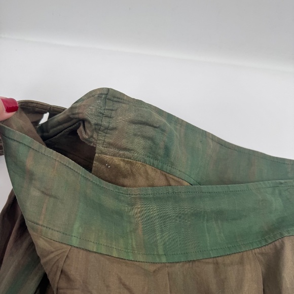 Theory Skirt Women 8 Green Brown Ombre Wrap Sash Tie Preppy Artsy Boho Hippie - Picture 8 of 14